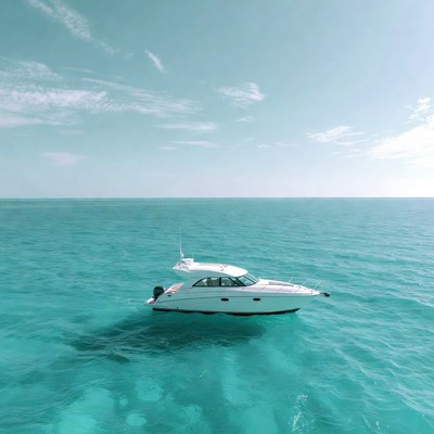 White motorboat on turquoise ocean