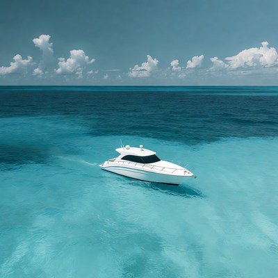 White Yacht on Turquoise Ocean