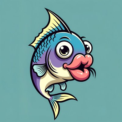 Cartoon fish with big lips