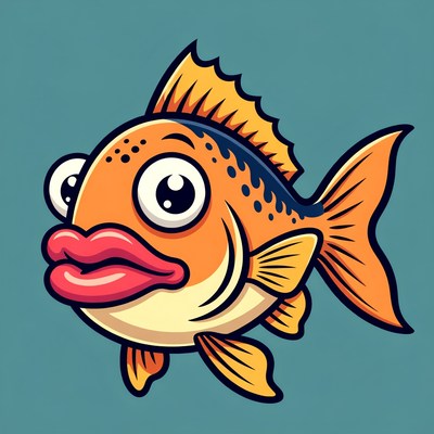 Cartoon Goldfish with Big Lips