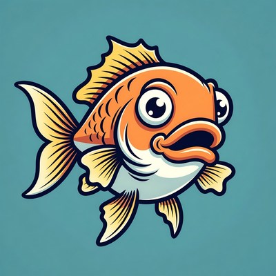 Cartoon Goldfish with Big Eyes