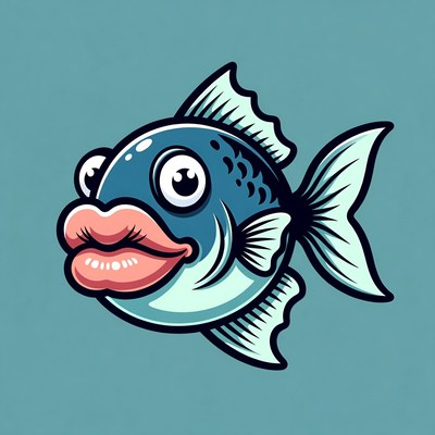 Cartoon fish with big pink lips