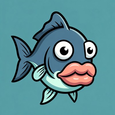 Cartoon fish with big pink lips