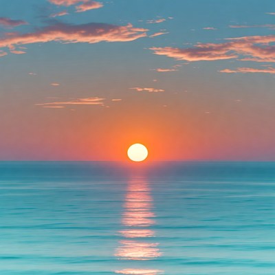 Sunset over calm ocean