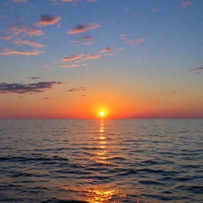 Sunset over calm ocean water