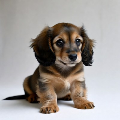 Cute dachshund puppy sitting