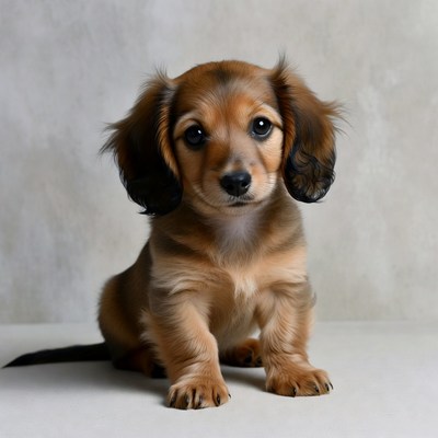 Cute Dachshund Puppy on White Background