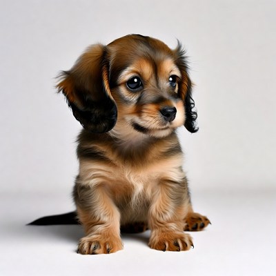 Cute Dachshund Puppy on White Background