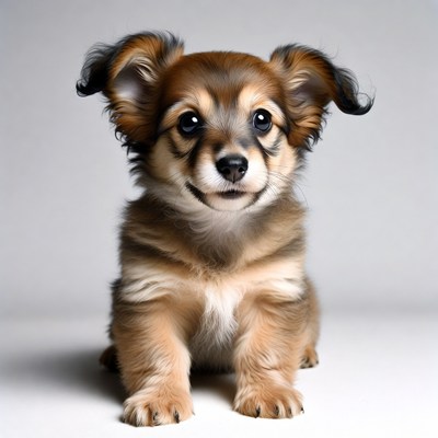 Cute fluffy puppy sitting