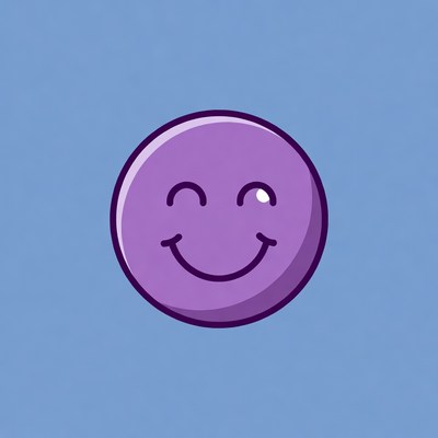 Purple winking smiley face emoji