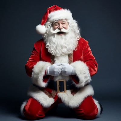 Smiling Santa Claus kneeling