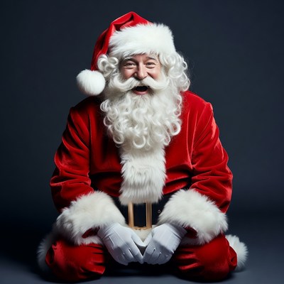 Smiling Santa Claus in red suit