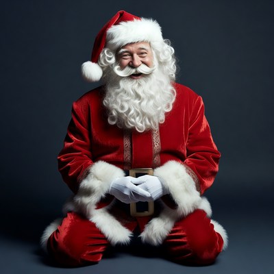 Smiling Santa Claus in Red Suit