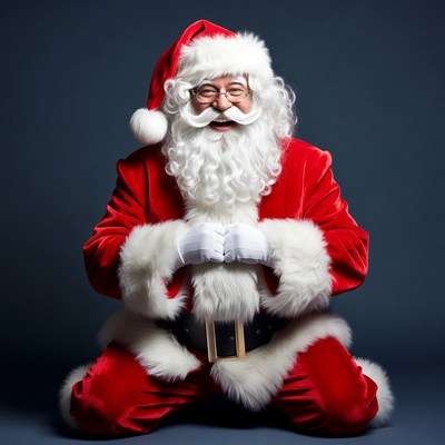 Smiling Santa Claus sitting on floor