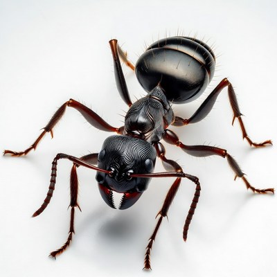 Black ant on white background