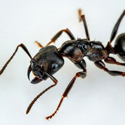 Black ant on white background