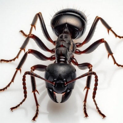 Black ant on white background