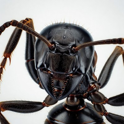 Close-up black ant face