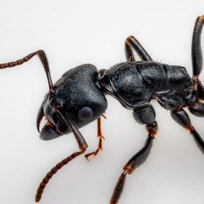 Black ant on white background
