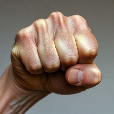 Clenched fist raised upward