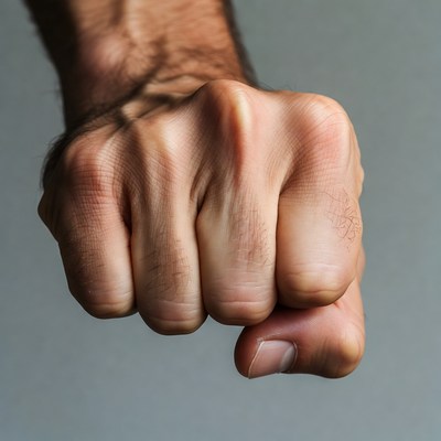 Hairy male fist clenched tight