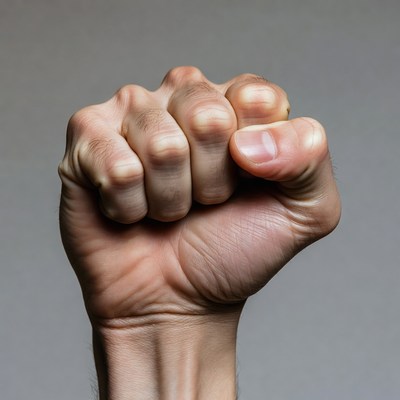 Clenched fist raised up