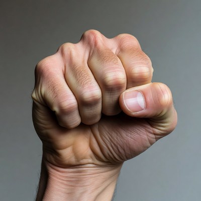 Clenched male fist isolated