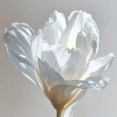 White Tulip Flower Blooming