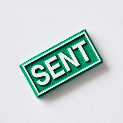 Green SENT Stamp on White
