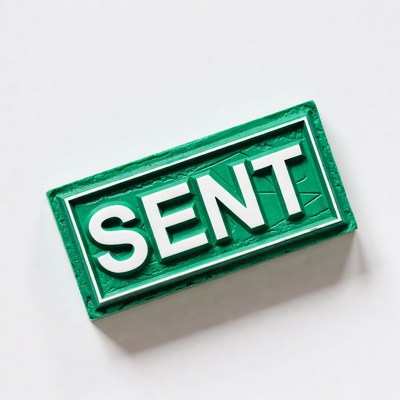 Green SENT Stamp on White