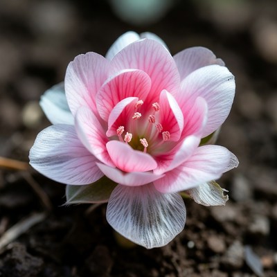 Pink white anemone flower closeup