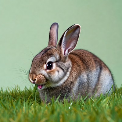 Cute bunny eating grass