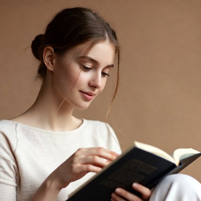 Young woman reading book