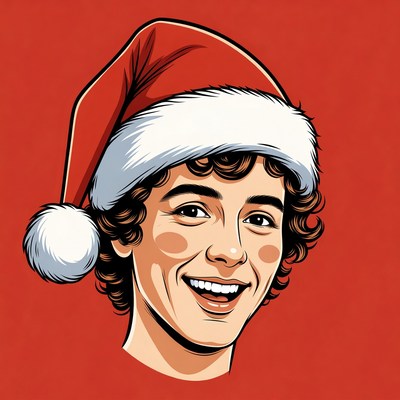 Smiling Boy Wearing Santa Hat