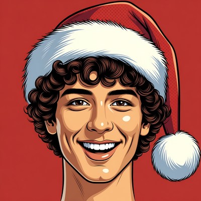Smiling man wearing Santa hat