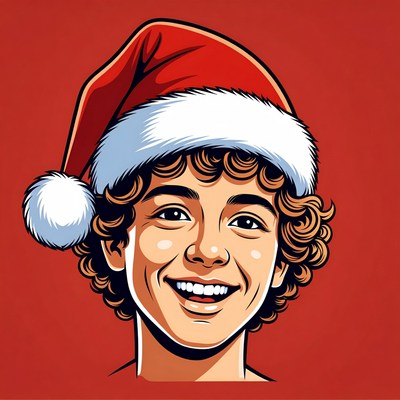 Smiling Boy Wearing Santa Hat