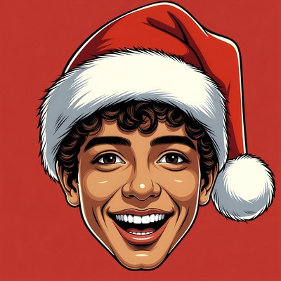 Smiling boy wearing Santa hat