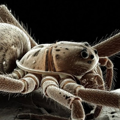 Close-up wolf spider macro photo