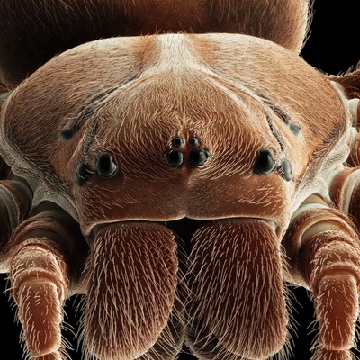 Close-up wolf spider face