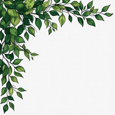 Green Leaf Border Illustration