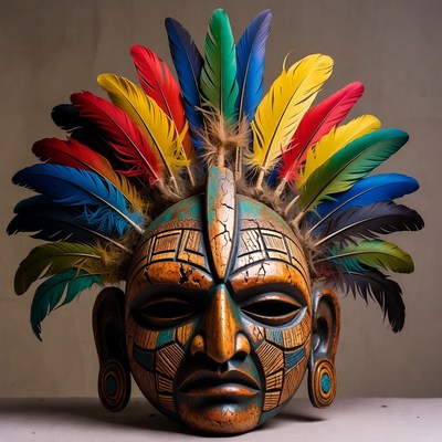 Colorful Feathered Tribal Mask