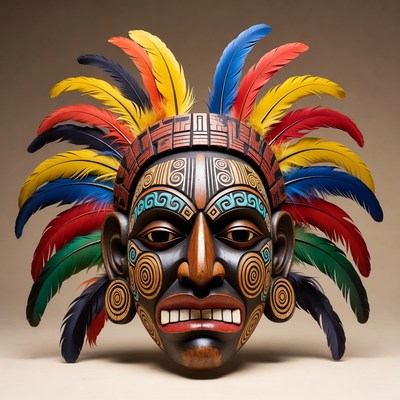 Colorful Feathered Tribal Mask