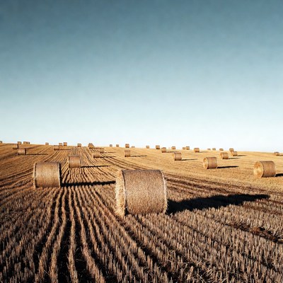 Hay bales in stubble field