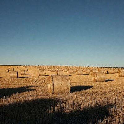 Hay bales in golden field