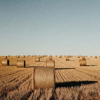 Hay bales in field