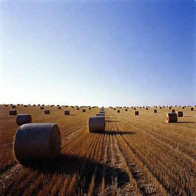 Hay bales in golden field