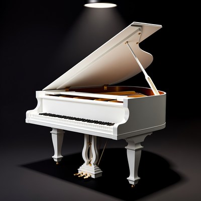 White Grand Piano Spotlight
