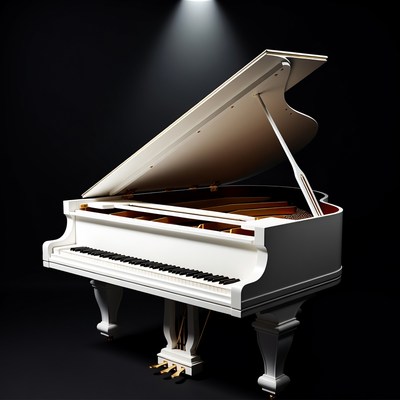 White Grand Piano Spotlight