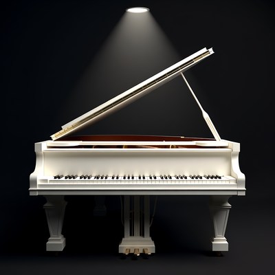 White Grand Piano Spotlight