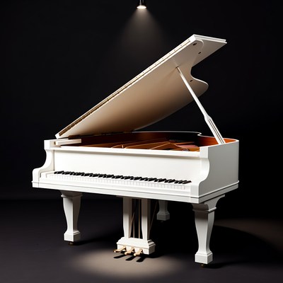 White Grand Piano Spotlight